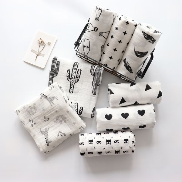 

одеяло для новорожденных soft cotton муслин пеленает для infant многоцелевого полотенце nordic держать обертывание пеленки кокон 120x120cm y