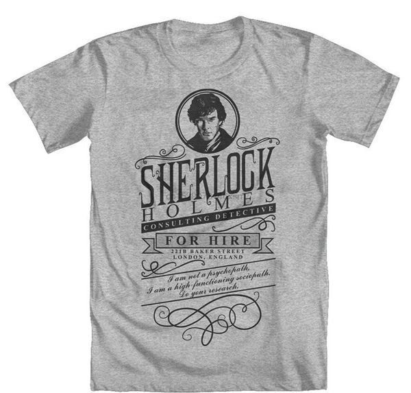 

tshirt men black short sleeve cotton hip hop t shirt print tee shirts sherlock holmes for hire girls t shirt sport hooded sweatshirt hoodie