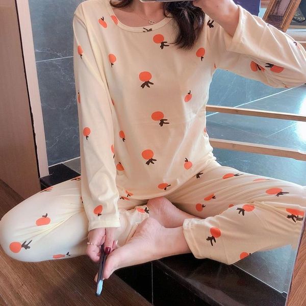 

women pajamas set spring autumn new thin cartoon printed long sleeve cute sleepwear casual homewear female pyjamas 2020, Gray