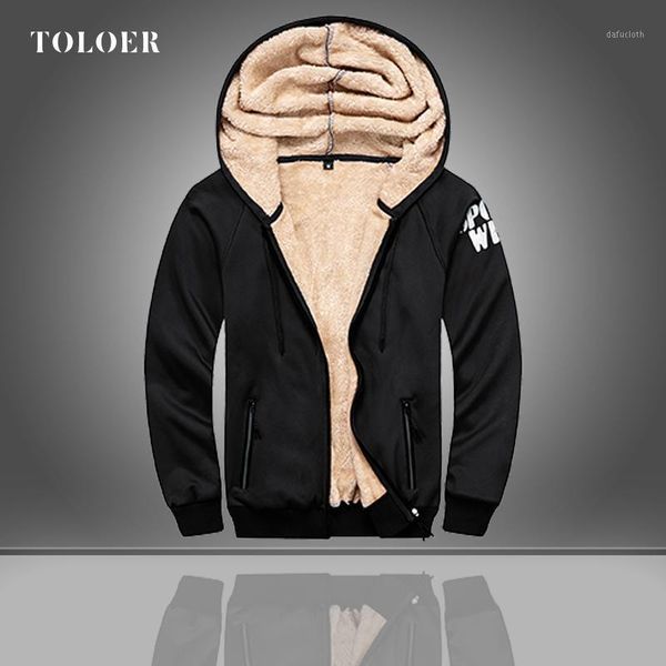 

men's winter sweatshirt thick jacket fashion streetwear fitness men sportswear hoodies warm hip hop hooded sweatshirt coat homme1, Black