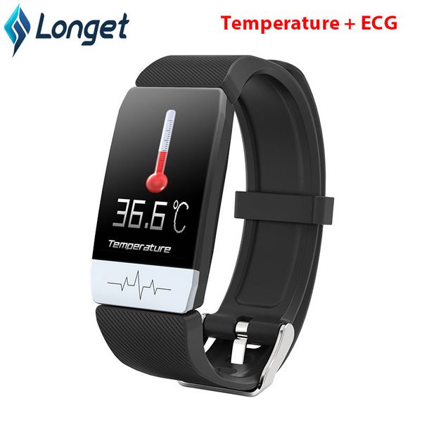 

longet t1 ecg+ppg heart rate fitnesstracker bracelet blood pressure with body temperature smart watch for men women