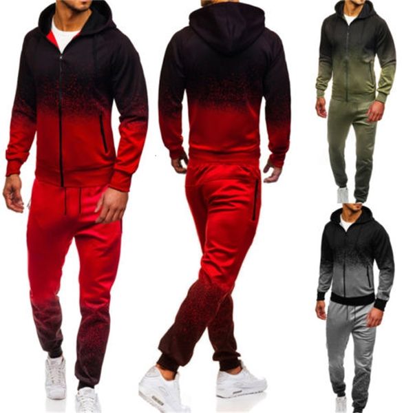 

2pcs new mens tracksuit jogging bottom sport sweat suit hoodie trousers pants set male hooded zipper clothing set, Gray