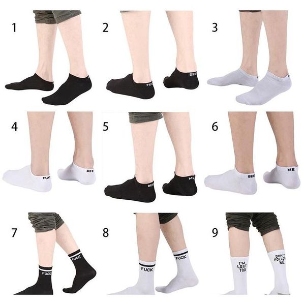 

new sport socks winter autumn soft socks women men ankle letter print design off pattern funny outdoor, Black