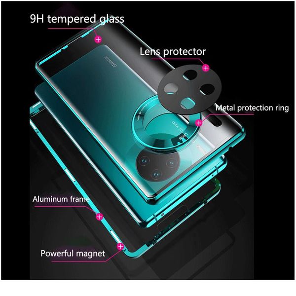 

magnetic double side case for huawei p40 p30 pro mate 30 20 pro camera case for nova 6 5g 360 temper bbygnj