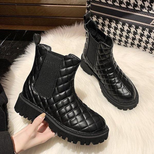 

women walking shoes chunky boots shoes heel round toe boots for woman fashion platform ankle non-slip botas mujer1, Black