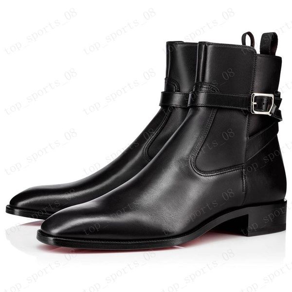 

new style red bottoms sneaker men boot spikes suede leather red sole men shoes super perfect melon motorcycle ankle boot for men, Black