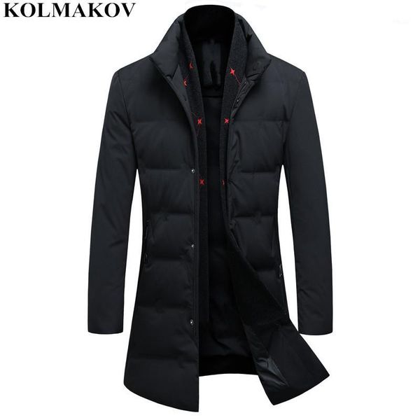 

kolmakov 2018 new 85% duck down jackets men's classic casual winer coats with detachable scarf mens warm thicken jackets m-3xl1, Black