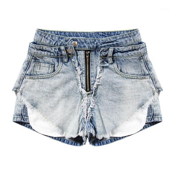 

women high waist double waist denim shorts patchwork tassel jeans female summer mini loose jeans1, White;black