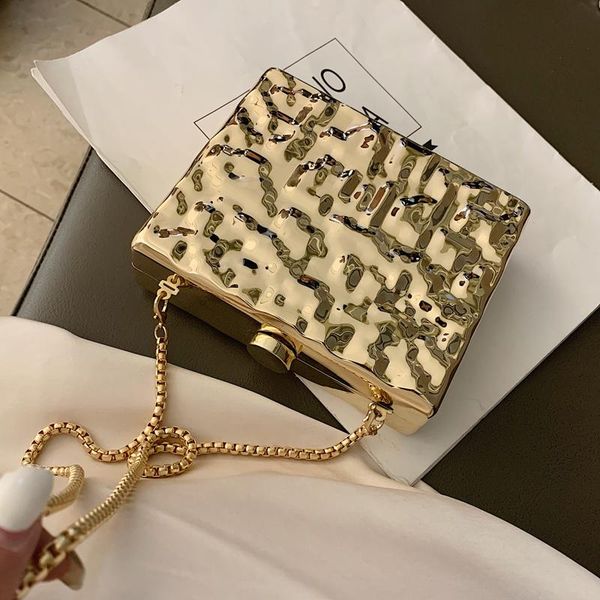 

gold & silver metallic geometric embossed design trend women clutch bag evening bag mini chain purse ladies crossbody flap