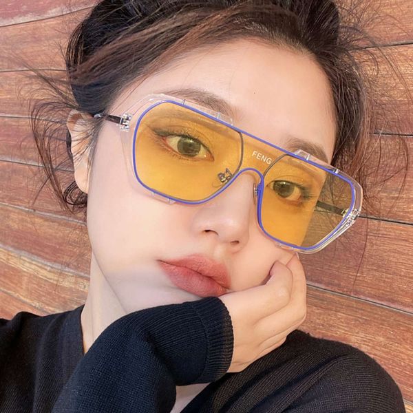 

cyberpunk big style frame sunglasses women's one piece sunglasses men's anti ultraviolet cool flat lens color contrast, White;black