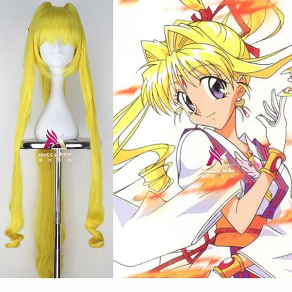 

gt;&gt;&gt; long curly ywllow color with ponytails cosplay wig, Black;brown