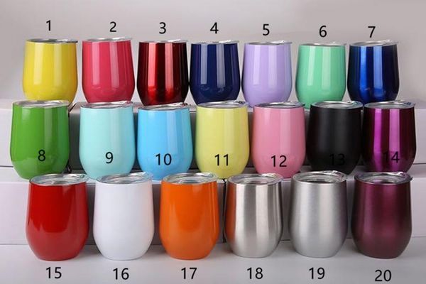 

12oz stainless steel egg tumbler double wall vacuum insulated coffee wine mug with lip water glasses a10