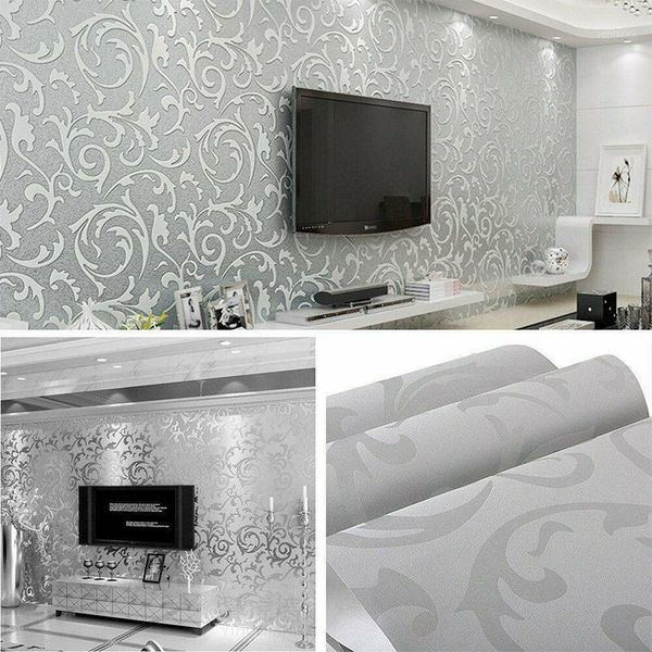 

wallpapers non-woven fashion thin flocking vertical stripes wallpaper for living room sofa background walls home 3d silver1