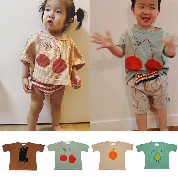 

kids t shirts bc summer boys girls orange print short sleeve t shirts baby child cotton fashion tees clothes y200409, Blue