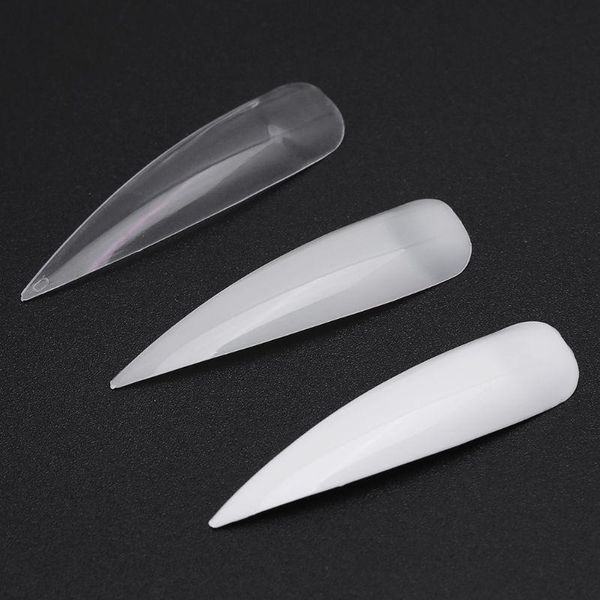 

50pcs/set nail art natural sharp stiletto long claw french false fake nails tips x7yb, Red;gold