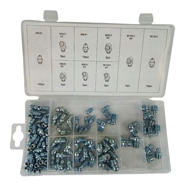 

110pc метрическая hydraulic grease zerk fitting ассортимент straight 45 90 градусов