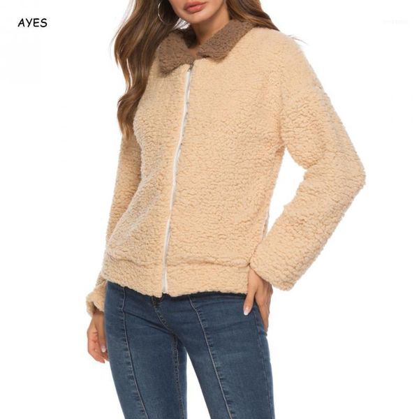 

2020 winter teddy coat women faux fur coat teddy bear jacket thick warm fleece jacket zip lapel fluffy jackets overcoat1, Black;brown