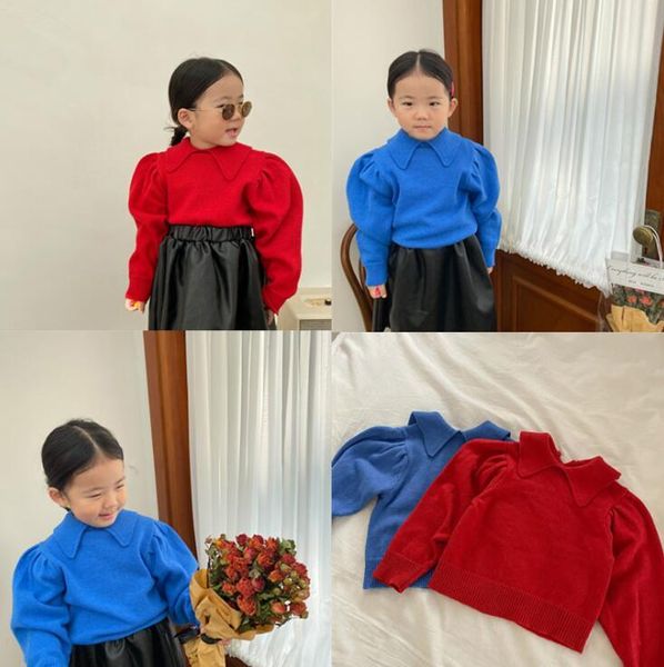 

2021 new girls knitted sweater cotton spring fashion girls pullover sweaters 1-6 years yl76, Blue