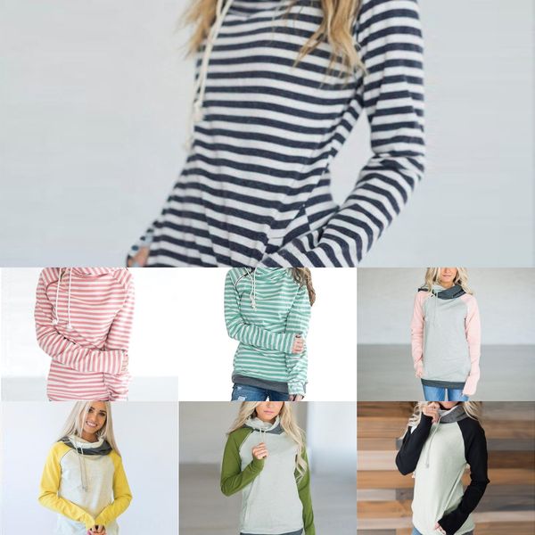 

12-color springautumn and winter striped stitching sweater pocket 0608 12-color hoodie springautumn and winter striped stitching hoodie swea, Black