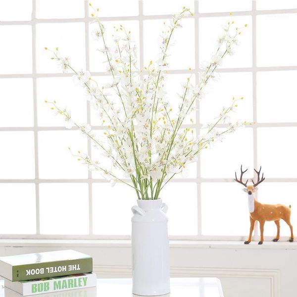 

decorative flowers & wreaths artificial orchid 5 branch silk oncidium hybridum dancing-doll for home wedding garden decor a1050