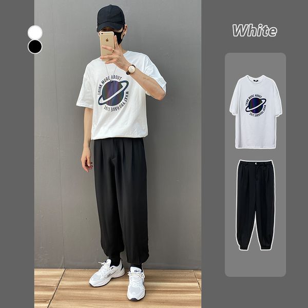 

trendy ins reflective short for men and women couples summer cotton half sleeve t-shirt loose top