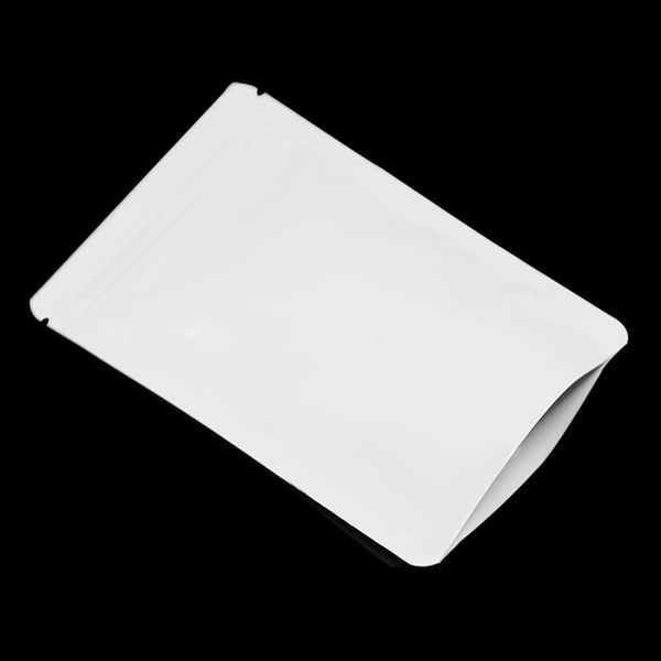 

solid white stand up aluminum foil zipper packing pouch mylar foil candy snack zip lock package bag food storage bag 100pcs lot h bbykeh