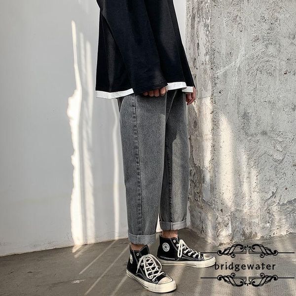 

jeans men's trendy brand loose straight-leg jeans trousers men's student casual pants wide-leg pants men1, Blue