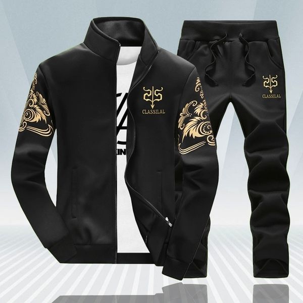 

spring autumn tracksuit set men fashion clothes sets sweatsuits male zipper sweatshirts +sweatpants mens sporting track suits 201118, Gray