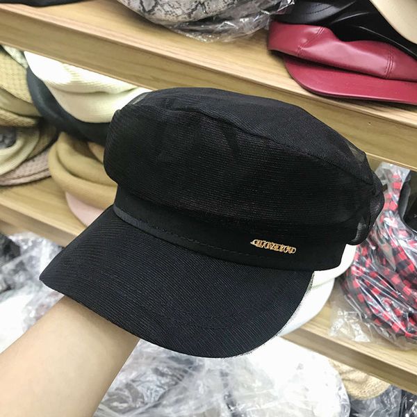 

korean versatile fashion 2019 duck tongue octagonal mesh temperament letter bud hat girl, Blue;gray