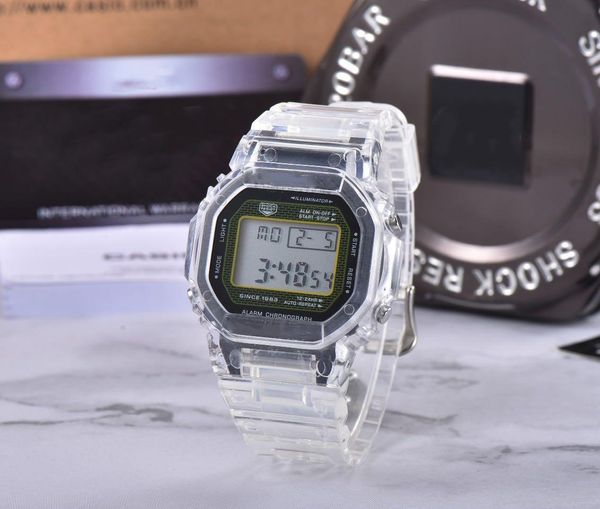 

горячие продажи 5600 квадратных led цифровые часов замороженные вне часов случайных дам смотреть желе цветов мирового время, Slivery;brown