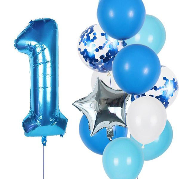 

12pcs set 40inch количество шаров мальчик девочка birthday party decoration дети конфетти latex шар baby shower номер ballon baloon yxldez