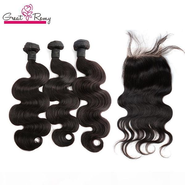 

100% peruvian unprocessed human hair wefts with lace closure natural color 3pc hair bundles +1pc lace closure 4x4 virgin hair extension, Black