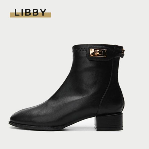 

fashion autumn women's boots black back zipper shoes pu round toe motorcycle women boots high short women short heel winter 2020