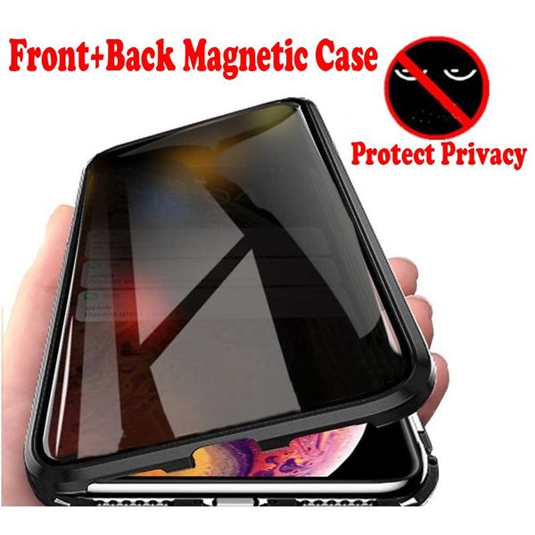 

anti privacy 360 degree magnetic adsorption glass case for iphone 12 11 xr x xs 7 8 plus 6 6s wmtgwn