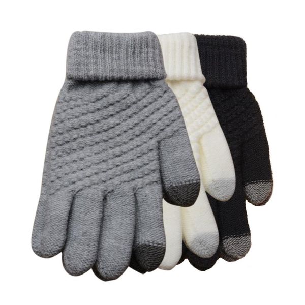 

new 1 pairs winter women cashmere gloves fashion full finger gloves warm touch screen windproof mittens soft comfortable, Blue;gray
