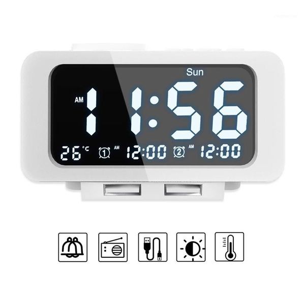 

other clocks & accessories digital alarm clock radio with dual usb charging port led table temperature snooze function electronic desk watch
