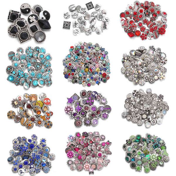 

10pcs/lot new 12mm snap jewelry rhinestone mini metal buttons fit 12mm bracelet bangle earrings necklaces, Black