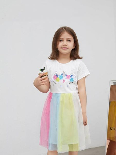 

toddler girls floral applique detail mesh hem dress she, Red;yellow