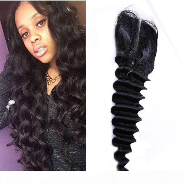 

malaysian unprocessed human hair 4x4 lace closure deep loose lace closure with baby hair products loose deep natural color from ruyibeauty, Black