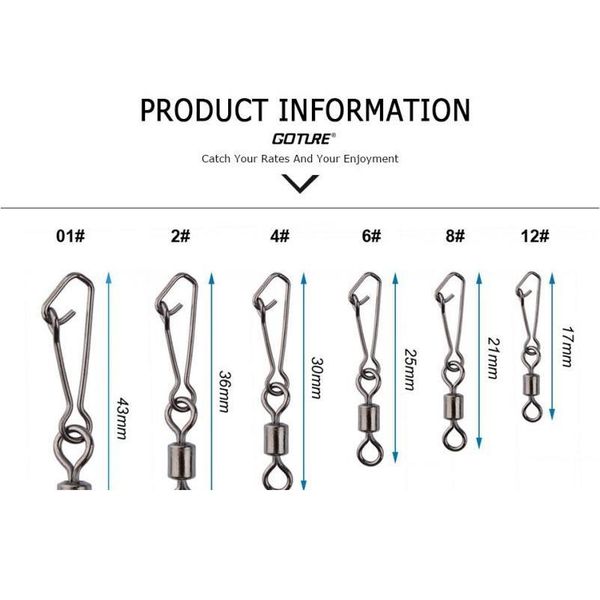 

50pcs stainless steel copper fishing swivels bearing interlock rolling swivel hooked snap fishing hook connector tool bbypdv