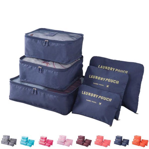 

6pcs/set travel organizer storage bags portable luggage organizer clothes tidy pouch suitcase packing laundry bag storage case