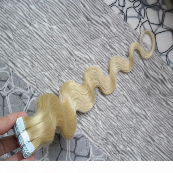 

blonde hair extensions adhesive 40pcs body wave brazilian virgin remy skin weft tape adhesive human hair extensions products 100g free, Black