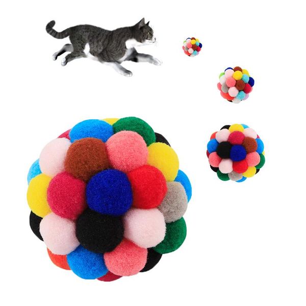 

cat toys colorful soft plush ball pet sound toy bell dog mimi supplies