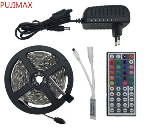 

100m non waterproof smd 5050 rgb led strip light 30leds/m 5m flexible tiras led tape + 44key remote controller + dc 12v power adapter