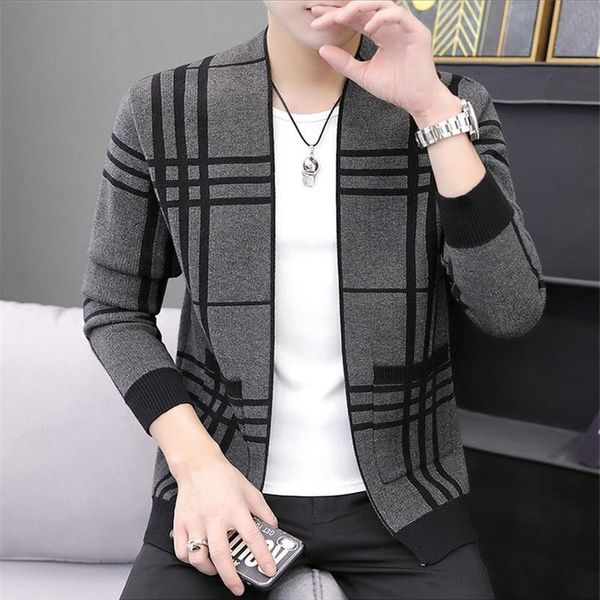 

striped cardigan mens clothing knitted sweaters men cardigan mens sweaters winter clothes cardigans 2021 autumn new arrival, White;black