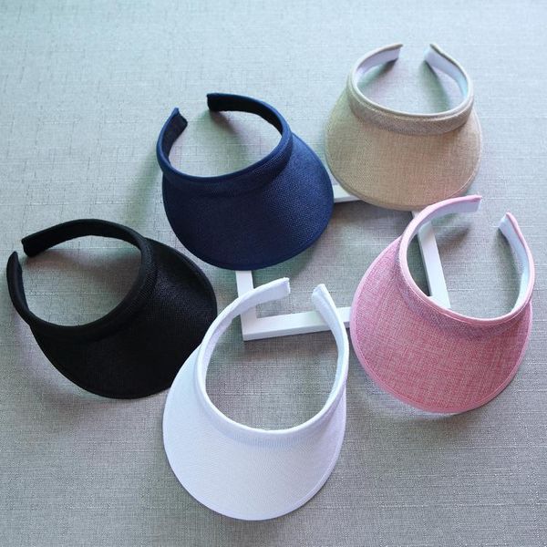 

stingy brim hats summer breathable straw sun ess empty visor cap hat ladies adjustable nature beach trip, Blue;gray