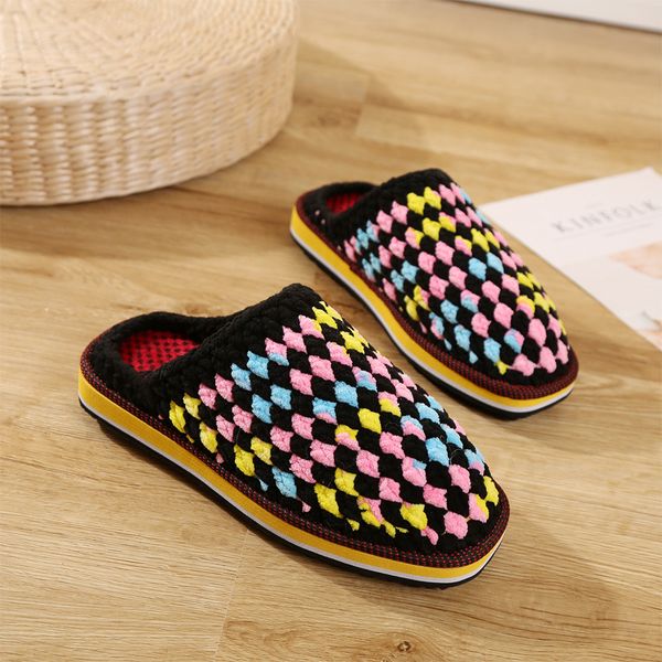 

hand woven wool slippers fingering yarn, Red;white