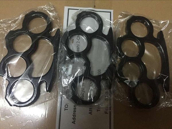

10pcs silver and black thin steel brass knuckle dusters,self defense personal security women's and men's self-defense pendant
