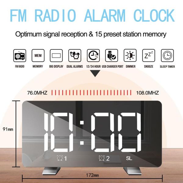 

led digital alarm clock watch table electronic deskclocks usb wake up fm radio time projector snooze function 4 color