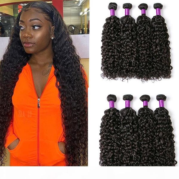 

water wave human hair bundles brazilian indian virgin human hair extensions weaves natural color for women, Black